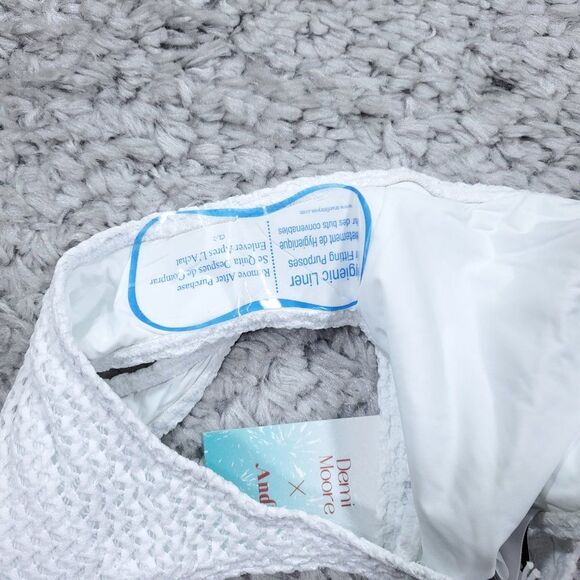 Andie Swim X Demi Moore Tropez Bikini Bottom White Crochet Textured Size Large - Picture 6 of 8